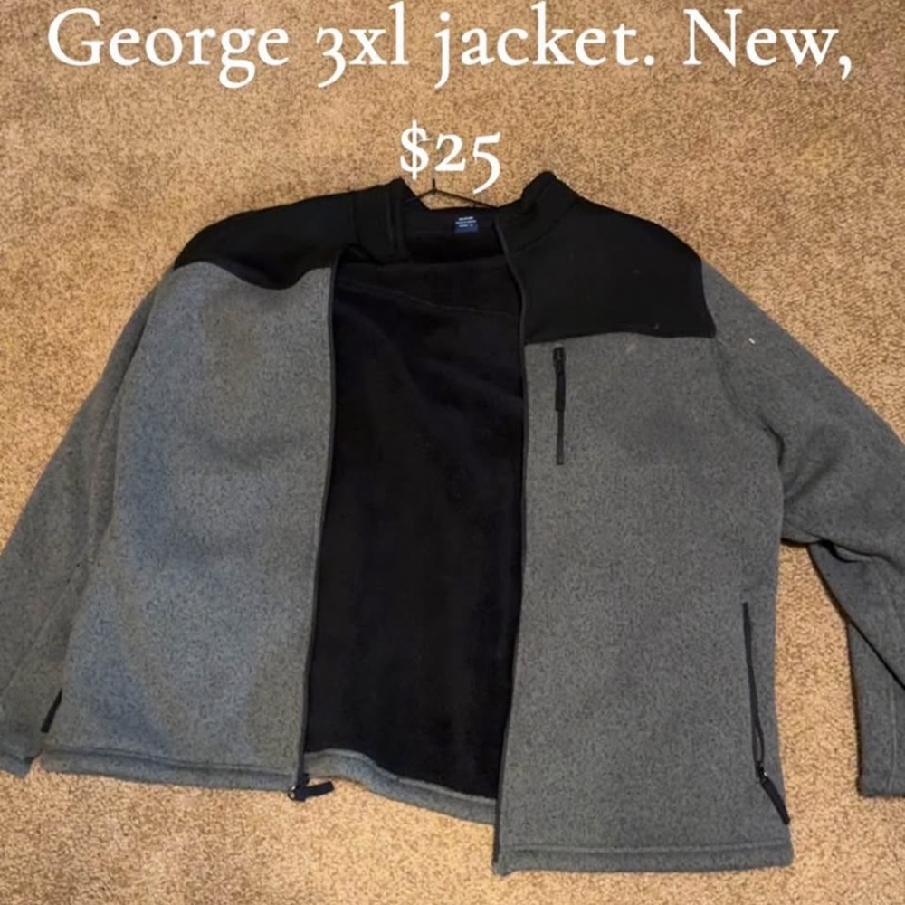 George 3XL Black and Gray Fleece Jacket